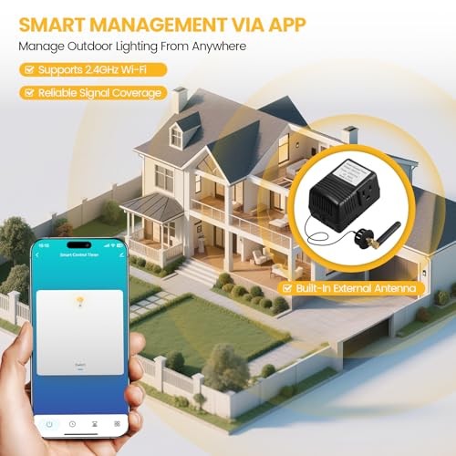 WiFi Smart Socket Timer for Low Voltage Landscape Lighting, App & Voice