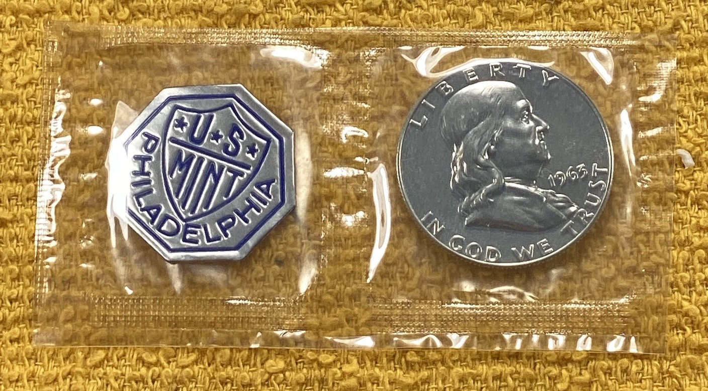 1963 Proof Franklin Half Dollar 50c. Original US Mint Cello. FREE SHIPPING.