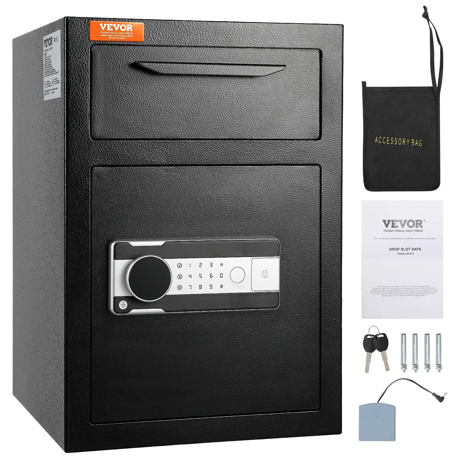 2.5 Cub Depository Safe, Deposit Safe with Drop Slot, Electronic Code Lock and 2