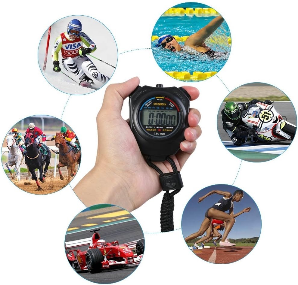 Silent & Portable Digital Stopwatch Timer + Whistle - Perfect for Coaching