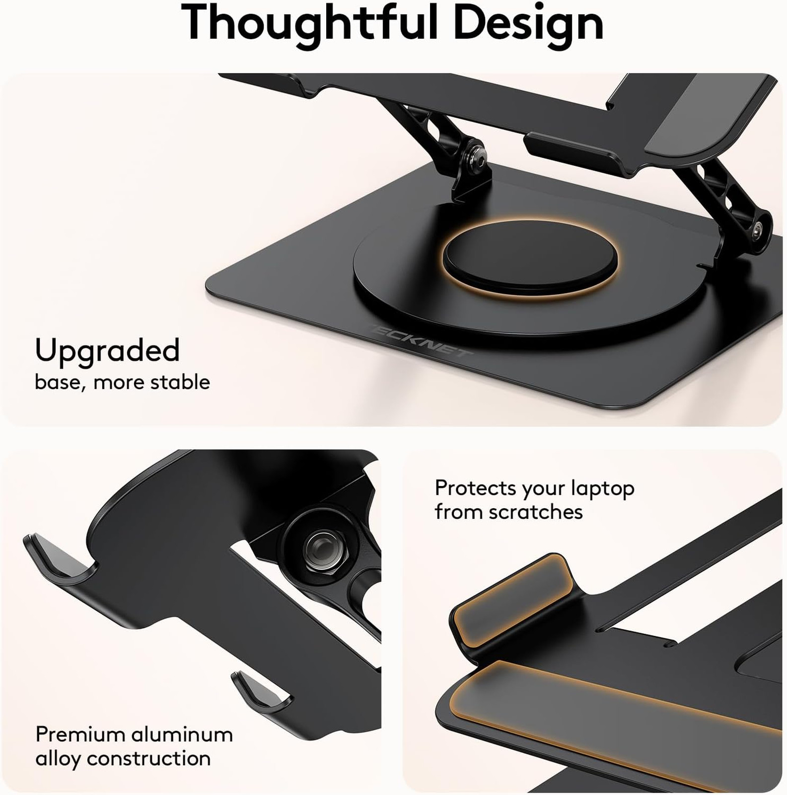 Laptop Stand for Desk, 360 Degree Rotating Ergonomic Height Adjustable Computer