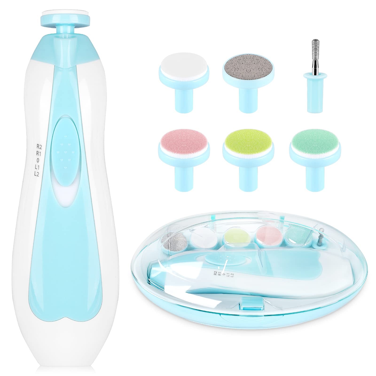 Electric Nail File Drill for Baby No Sharp Claws 6 Count (Pack of 1), Blue