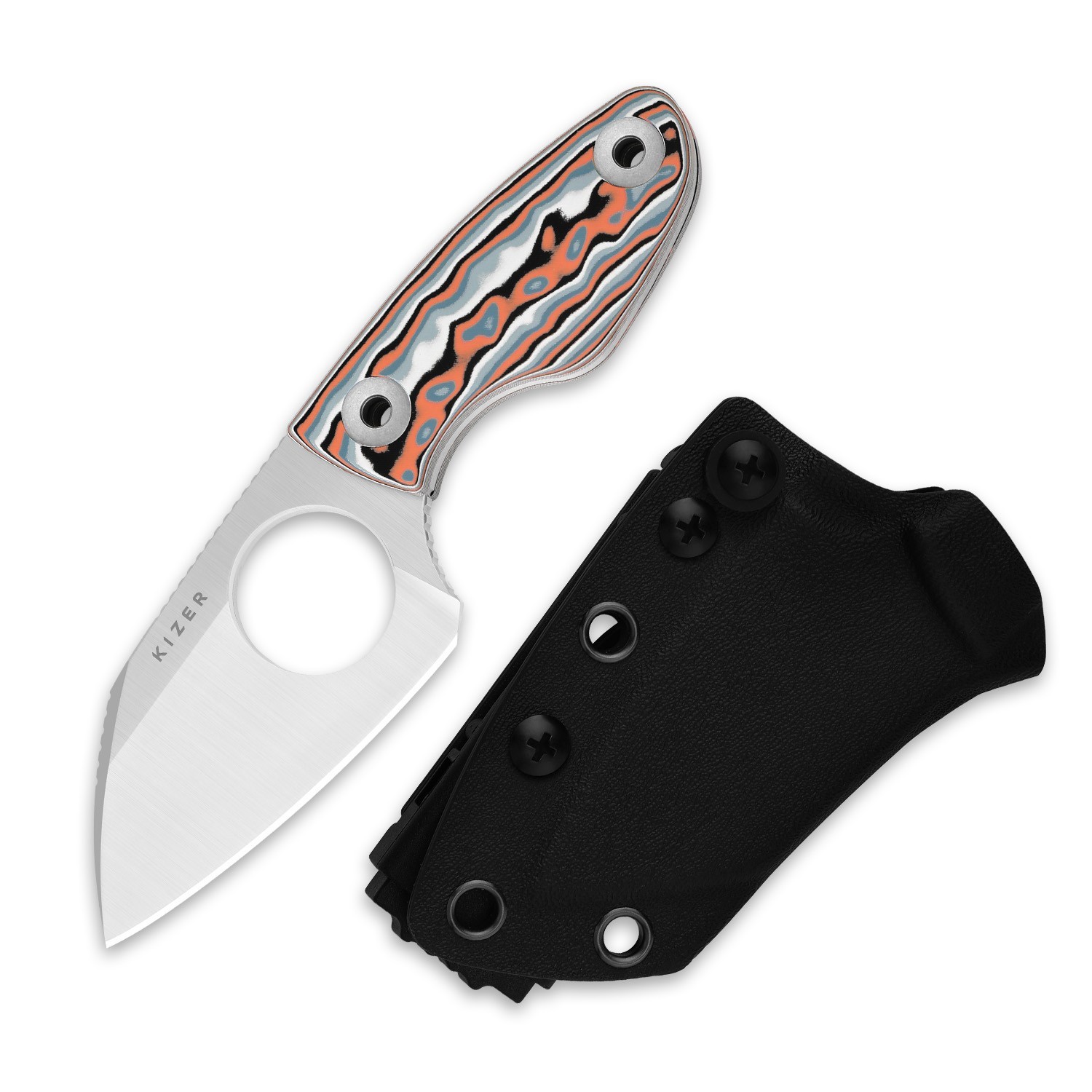 Kizer Nightjar Fixed Knife AUS-10 Blade Micarta Handle With Sheath 1114A3