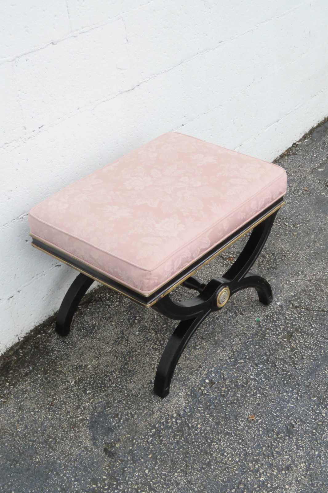 Hollywood Regency Painted Vanity Ottoman Footstool 6124