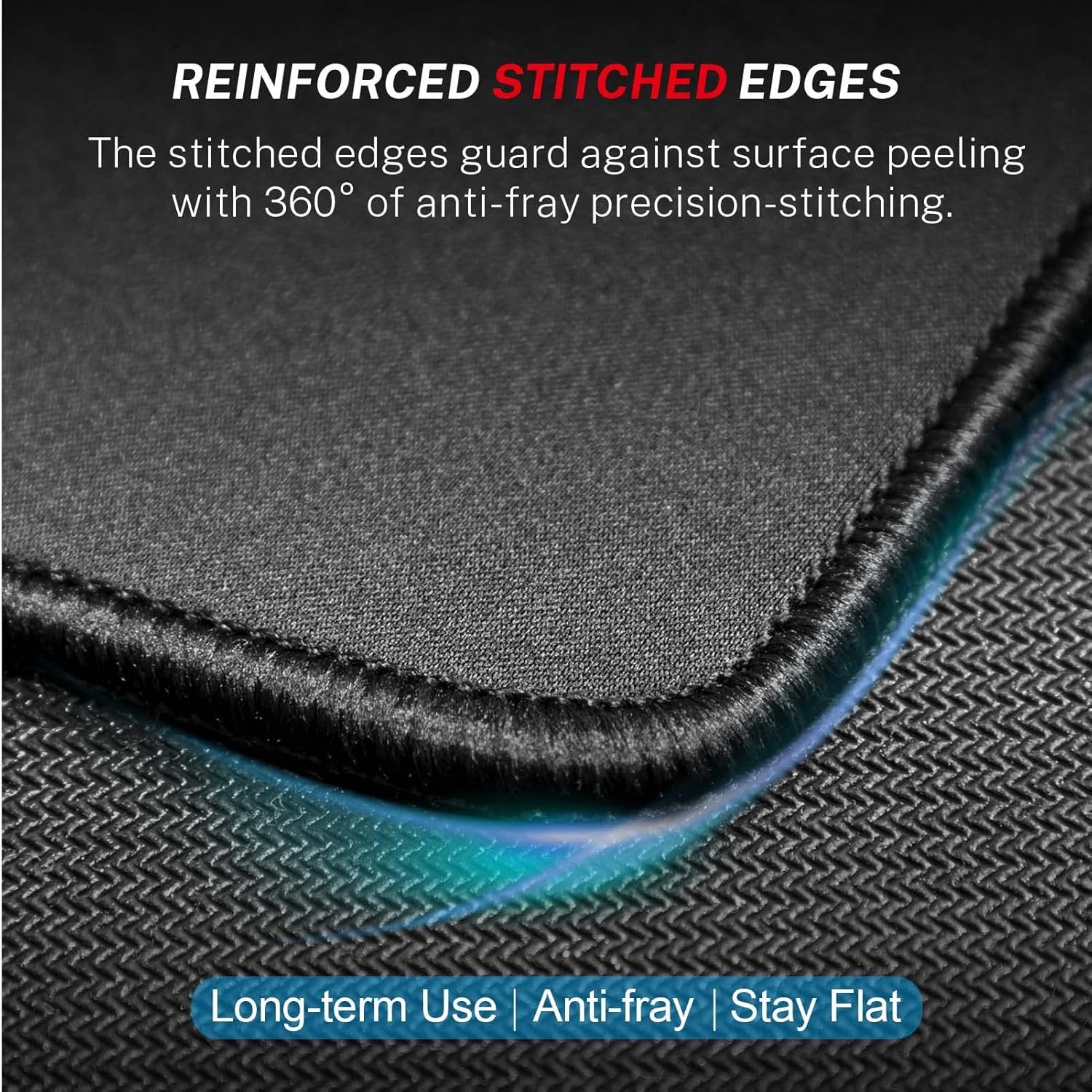 MROCO Mouse Pad [30% Larger] with Stitched Edges, 3 Pack 3 Count, Black