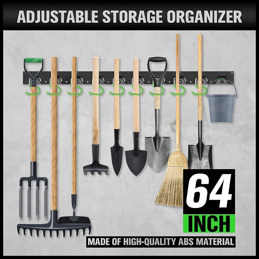 SWANLAKE Plastic 64 Inch Adjustable Storage System, Wall Mounted Hooks Black