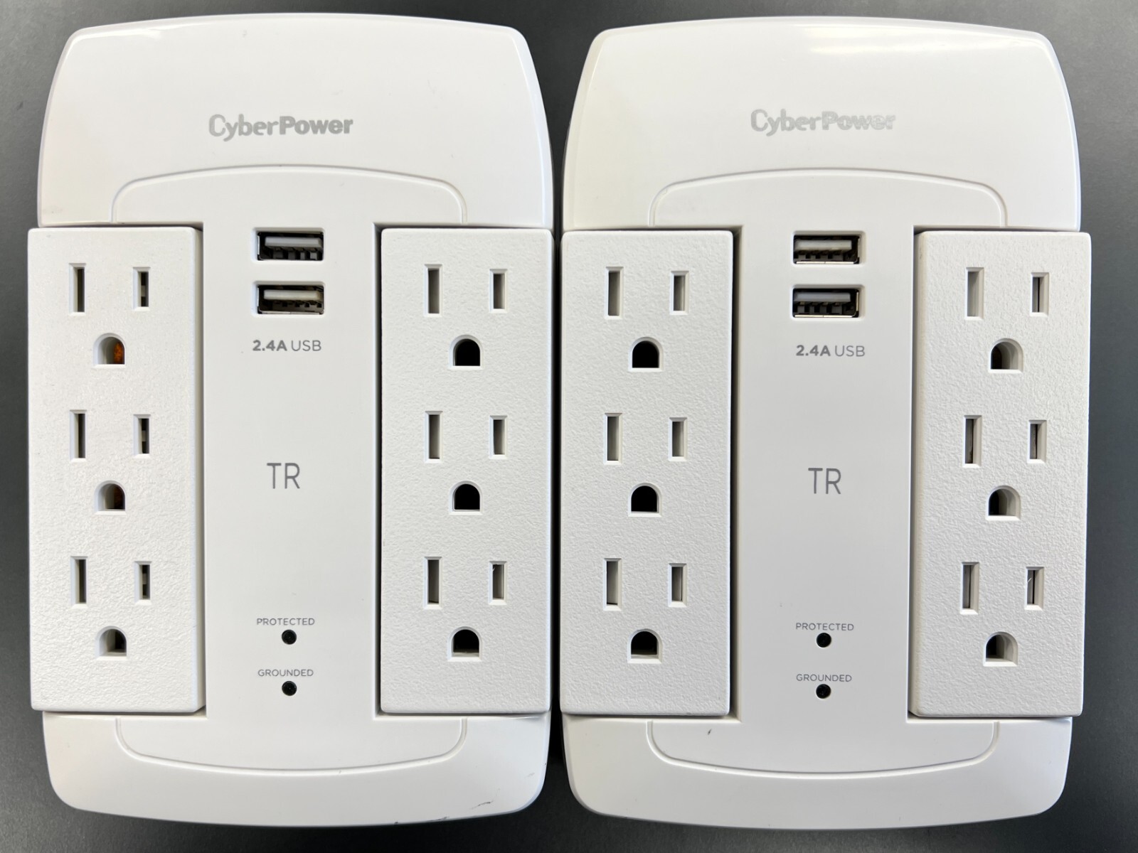 2 Packs-Surge Protector-1200J/125V-6 Swivel Outlets-2 USB Ports-White