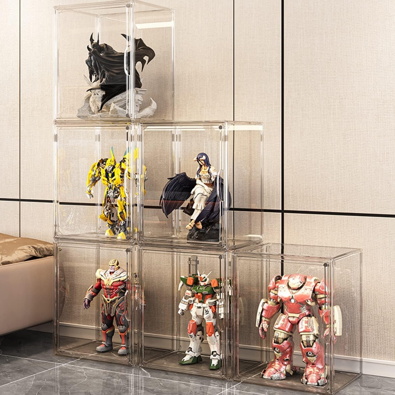 Clear Stackable Acrylic Storage Bins with Magnetic Lid - Dustproof & Elegant