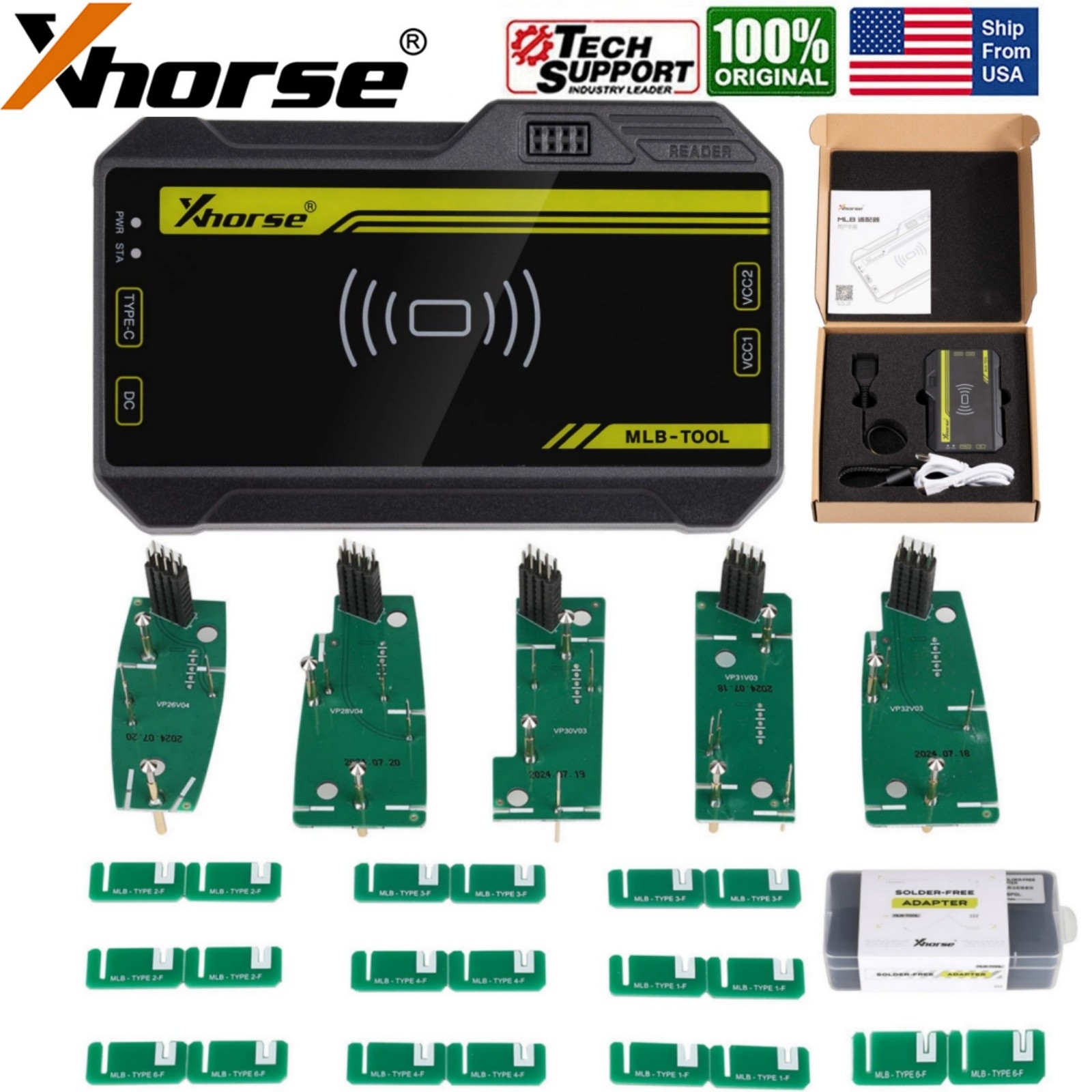 Xhorse VVDI MLB TOOL XDMLB0GL & Solder-free Adapter XDMLBPGL Kit for Add Keys
