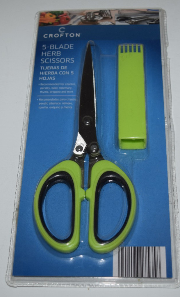 Crofton 5-Blade Herb Kitchen Scissors w/Blade Guard/Cleaning Comb (Green)