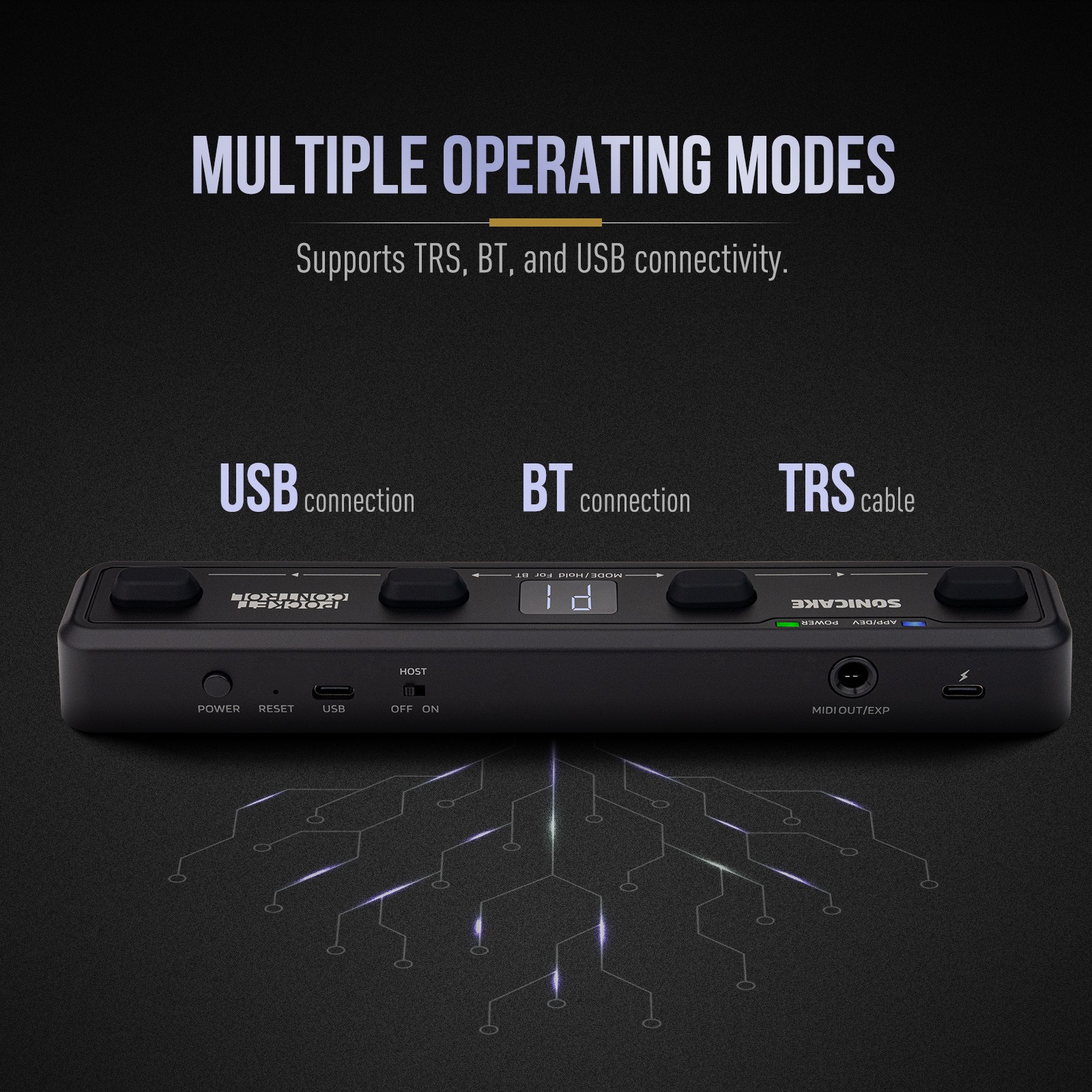 Sonicake Pocket Control Wireless MIDI Controller - 4 Programmable Footswitches