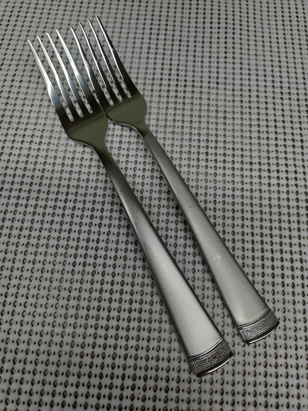 (2) CAMBRIDGE 11/20 Solvay Sand / Pebble Satin  - Dinner Fork 8-1/8"  Stainless