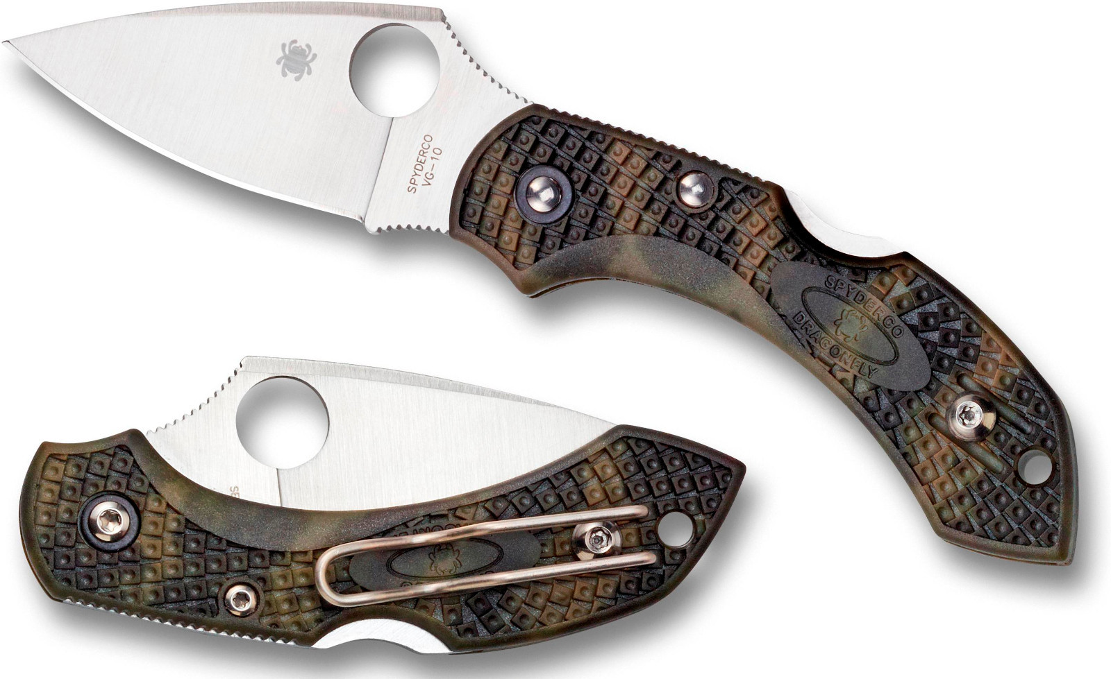 Spyderco DragonFly 2 VG-10 Steel 1.2oz Plain Edge Zome Camo FRN Handle C28ZFPGR2