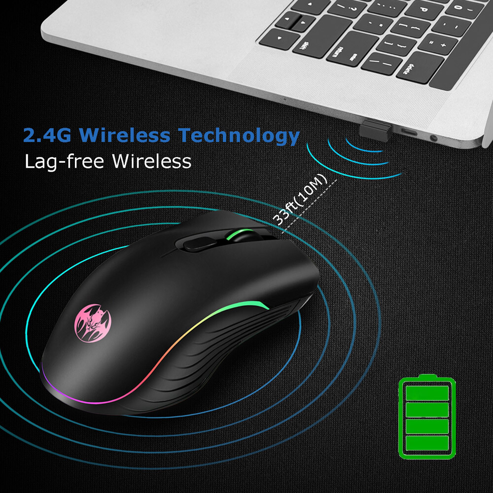 Gaming Mouse 7 Color LED Backlight Wireless USB Rechargeable Optical Mice For PC