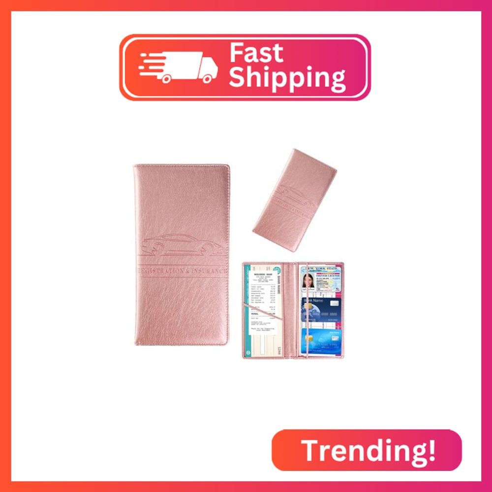 Kewucn Car Registration and Insurance Card Holder, Leather Auto License Document