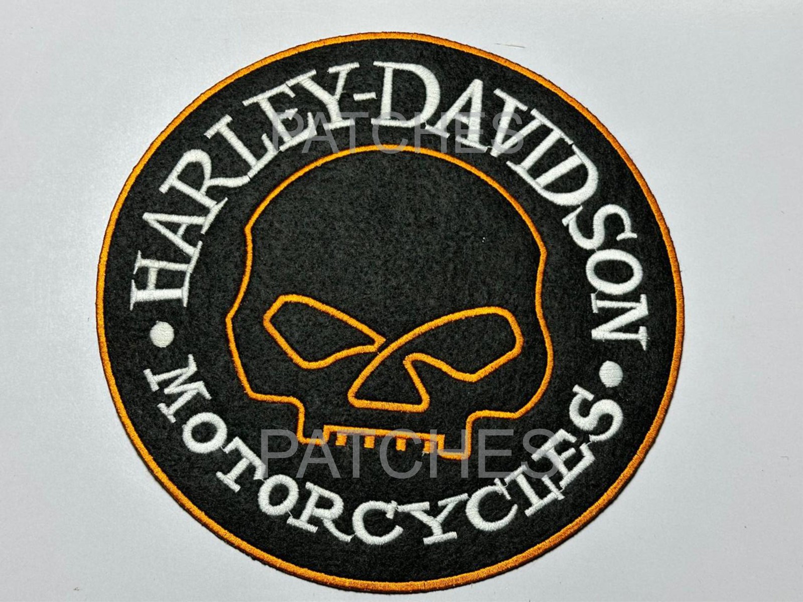 Harley Davidson 8.5" Black Willie G Skull Embroidered Patch  Iron / Sew On