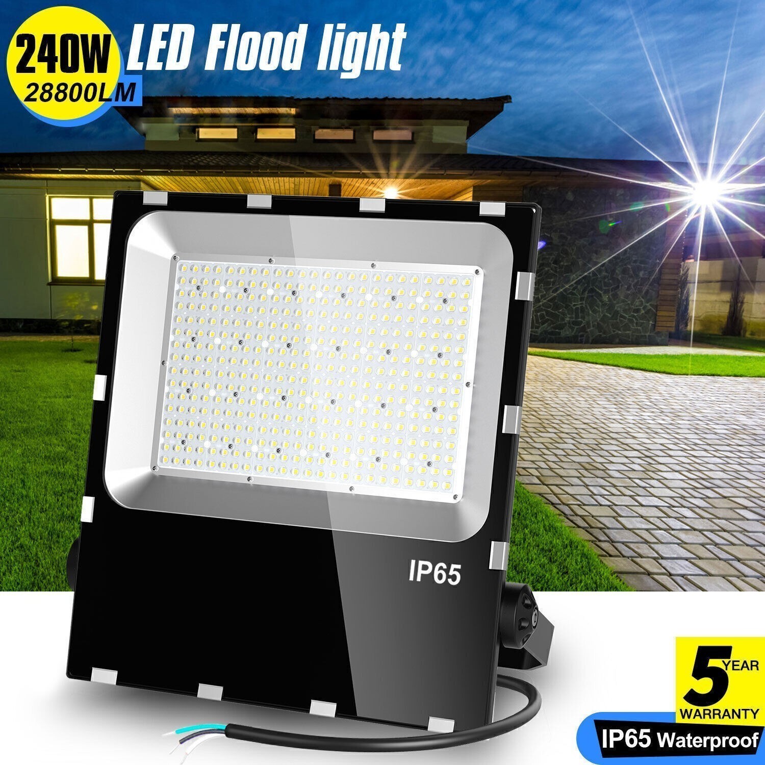 240W LED Flood Light Outdoor Yard Garden Security Area Spotlight Lighting 5000K