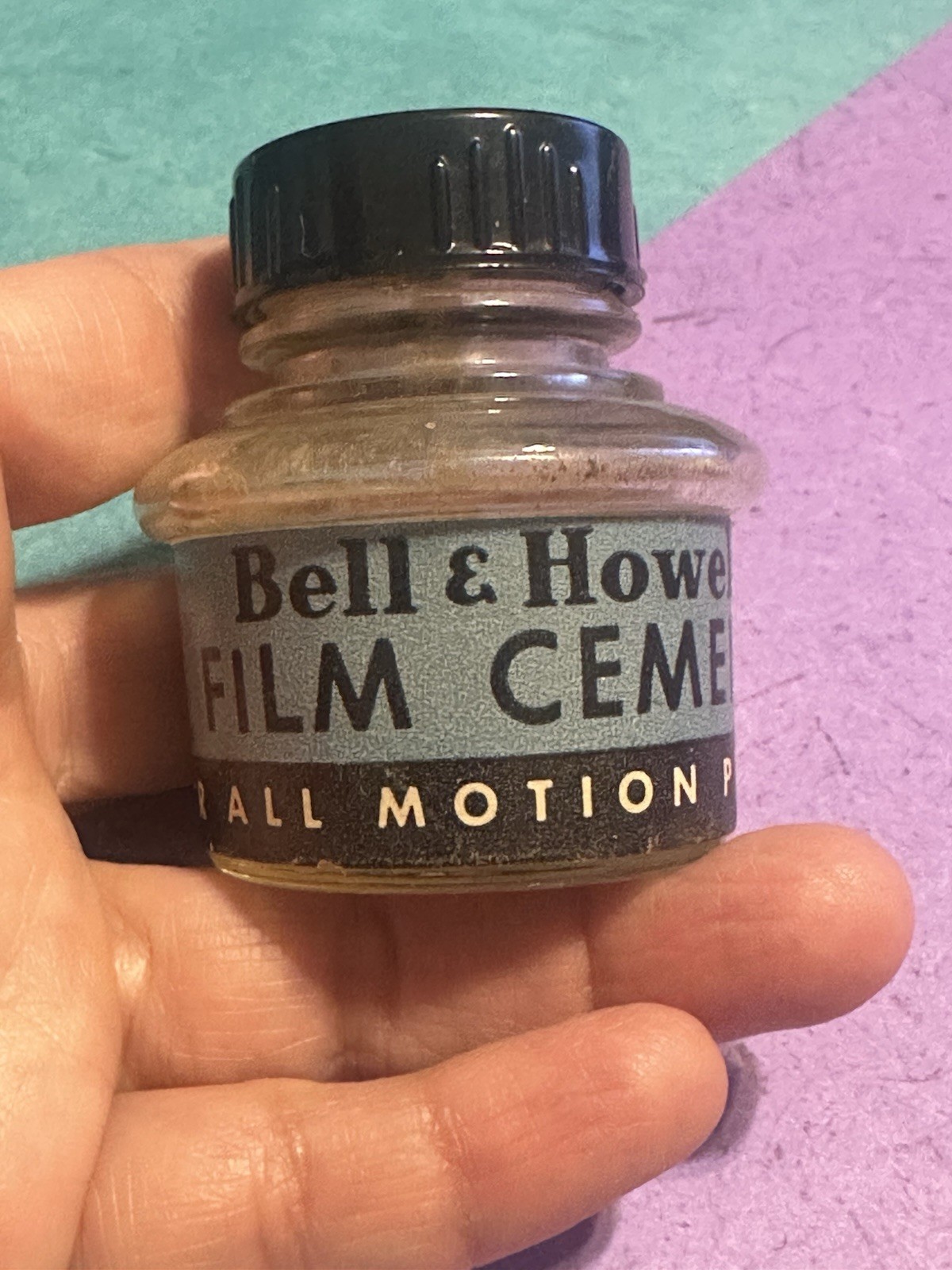 Vintage Bell & Howell Film Cement Jar Advertising