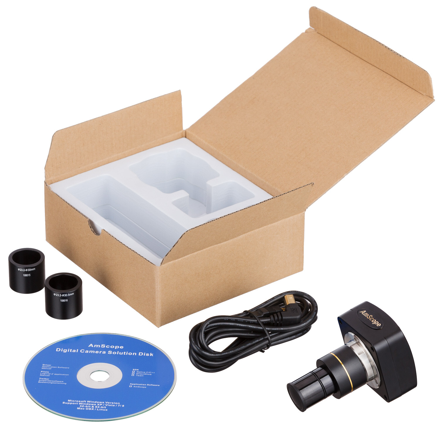 AmScope 10MP USB Microscope Digital Camera w Streaming Videos + Software
