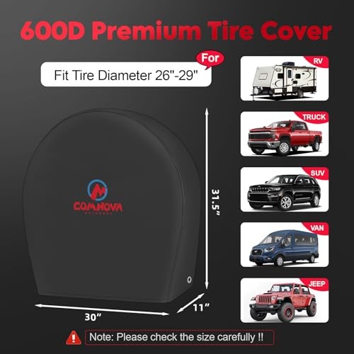 RV Tire Covers 2 Pack, Tough Tire M - Fit Tire Diameter 26"-29" Black - 2 Packs