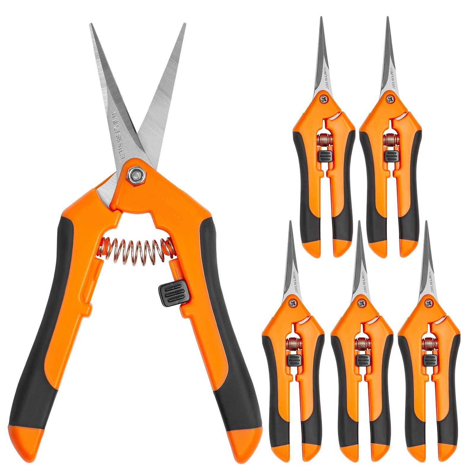 GROWNEER 6 Packs Pruning Shears Gardening Hand Snips with Orange