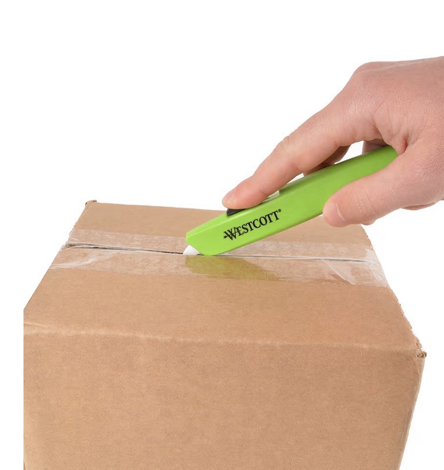 Westcott Full Size Retractable Ceramic Utility Box Cutter, Plastic, Green, Sharp