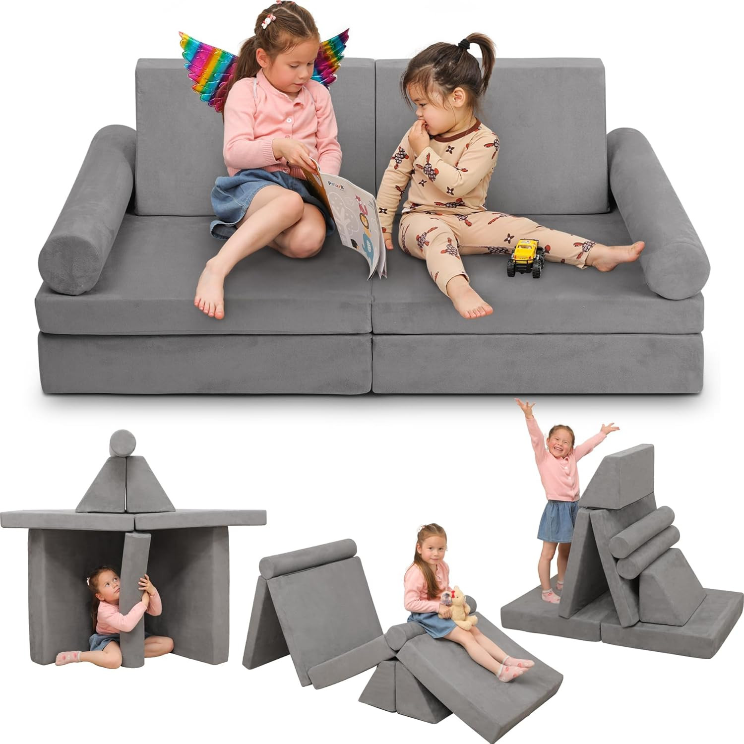 Modular Kids Play Couch - Convertible Foam Cushion for Fun Playrooms