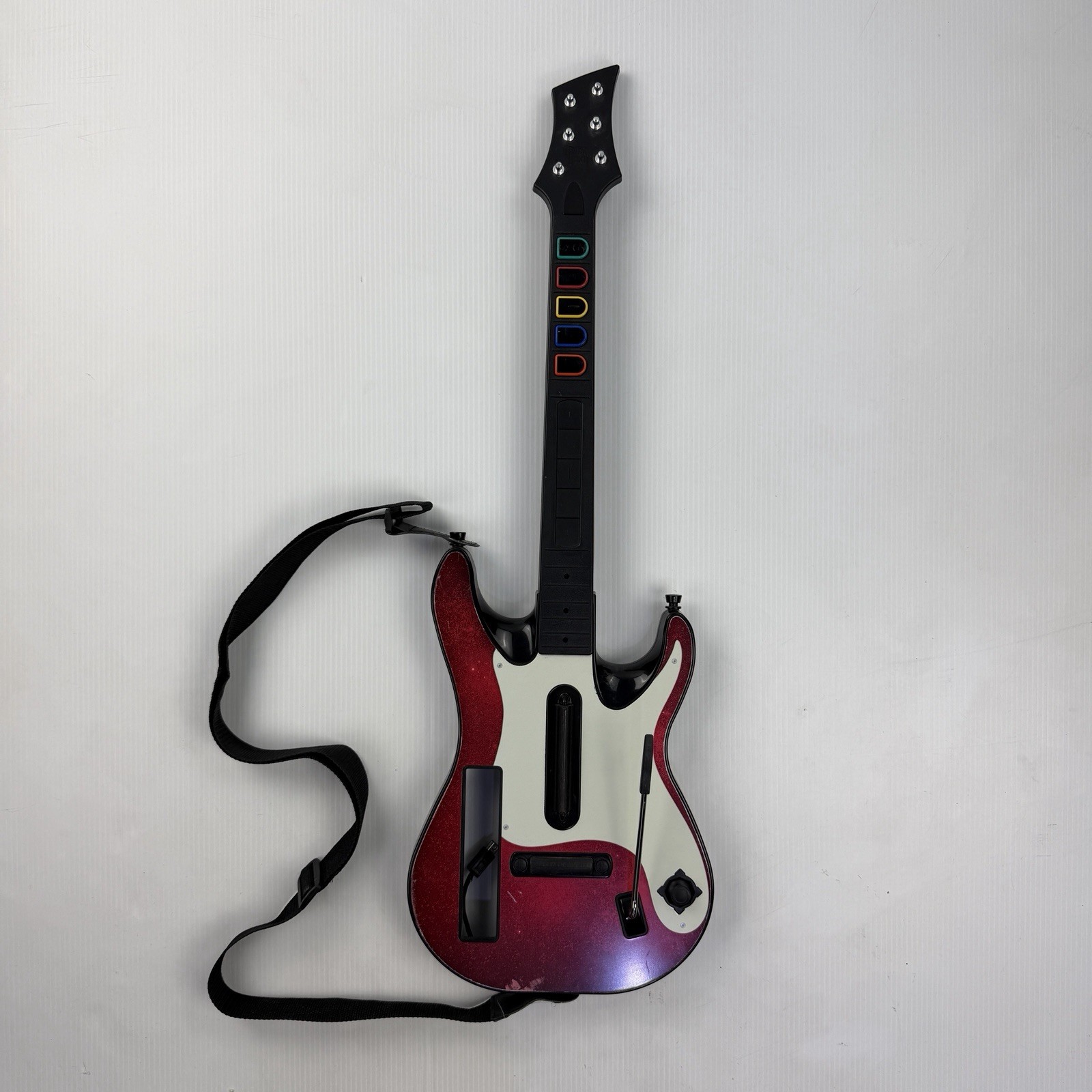 Nintendo Wii Guitar Hero Red Wireless Guitar Controller No Back Cover W/ Strap