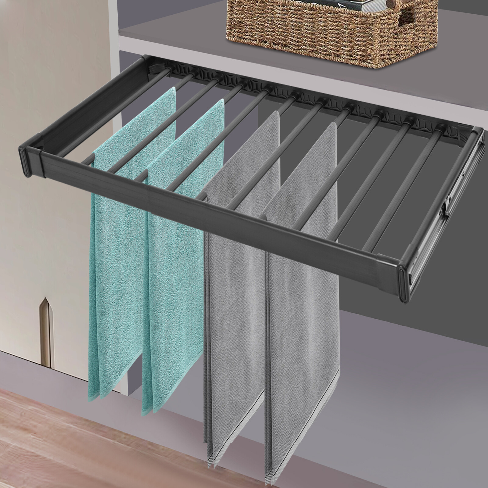Pull Out Trouser Rack Closet Pants Hanger Slide Out Pants Storage Holder 60-85cm