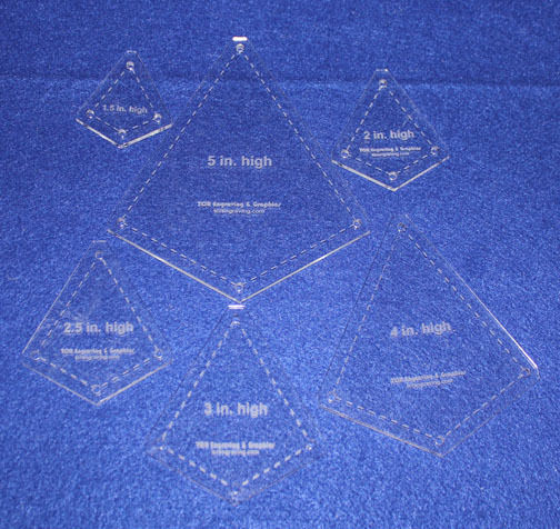 Quilting Template -6 Piece "Kite" Shape Set  - 1/8" Clear Acrylic