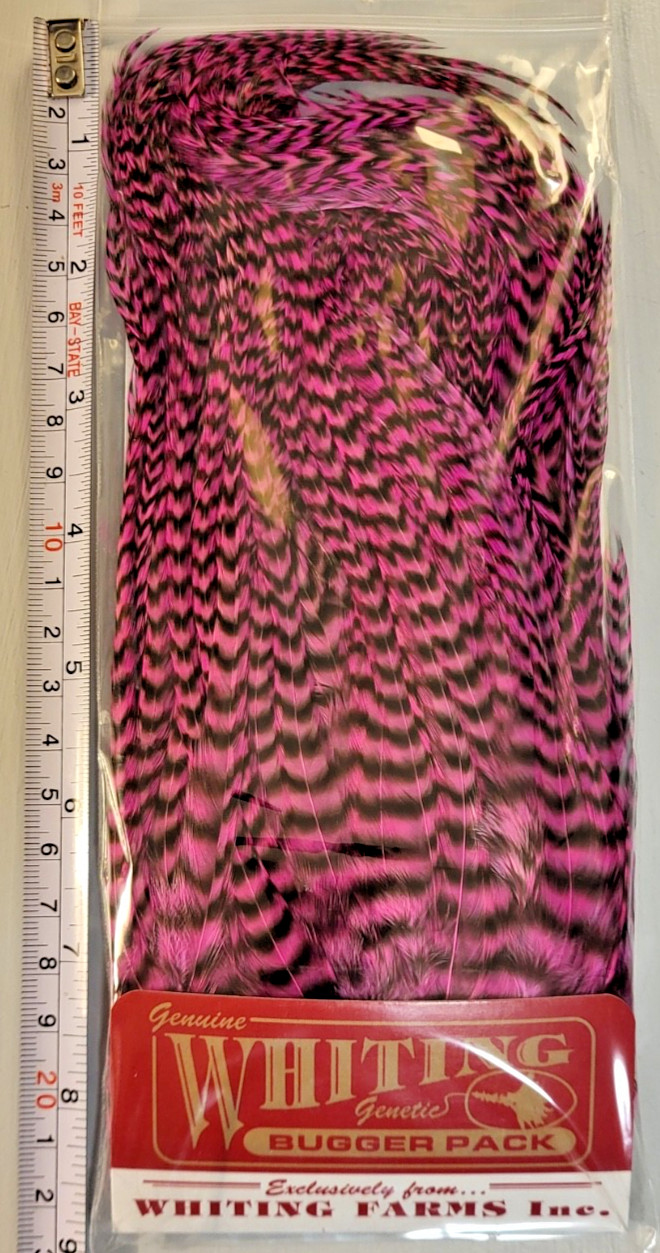 Whiting Bugger Pack, Grizzly Dyed Pink, Fly Tying