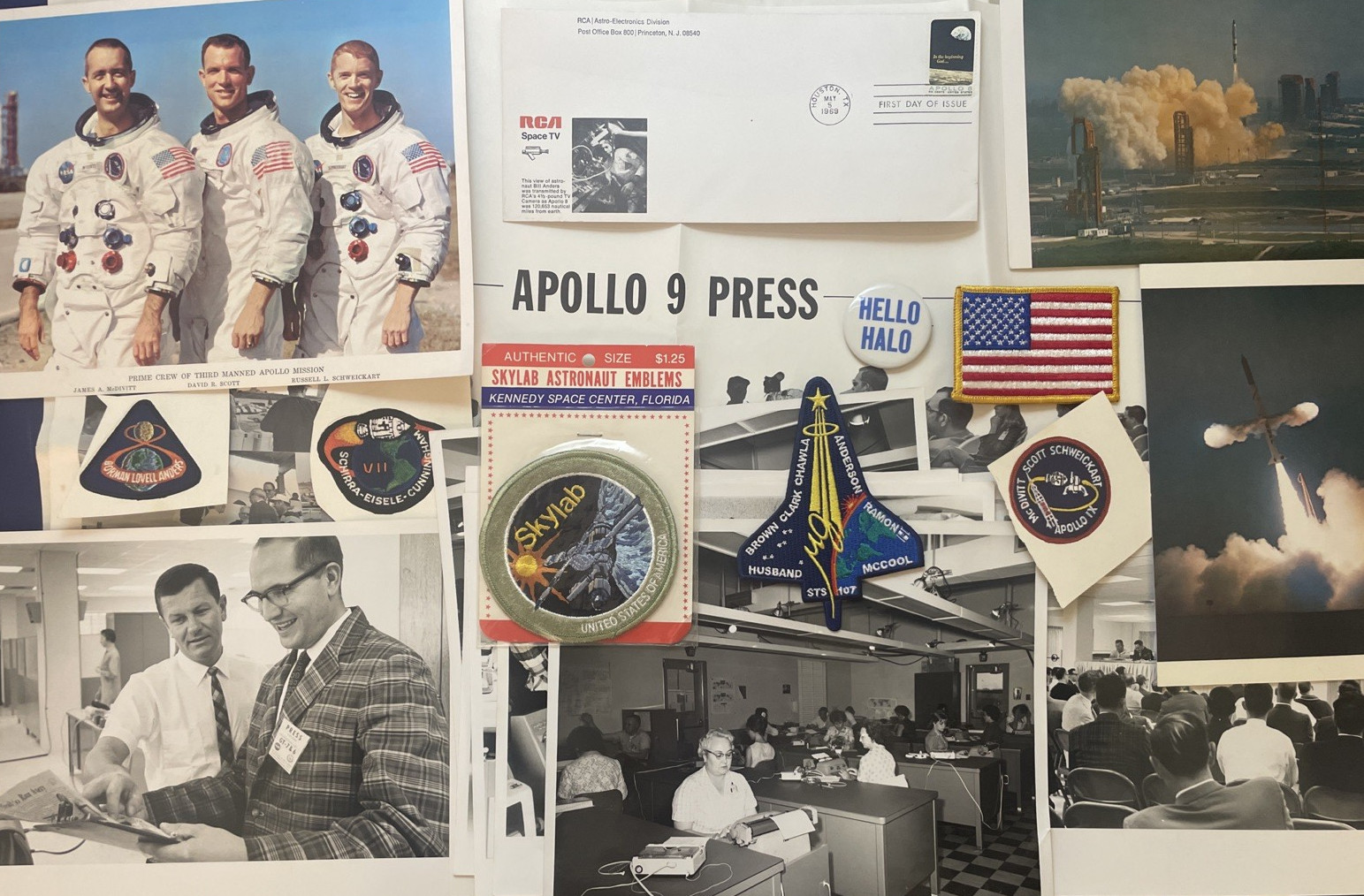 Vintage NASA Space Collectible Lot – Apollo/Gemini Press Poster/Pinback/Stickers