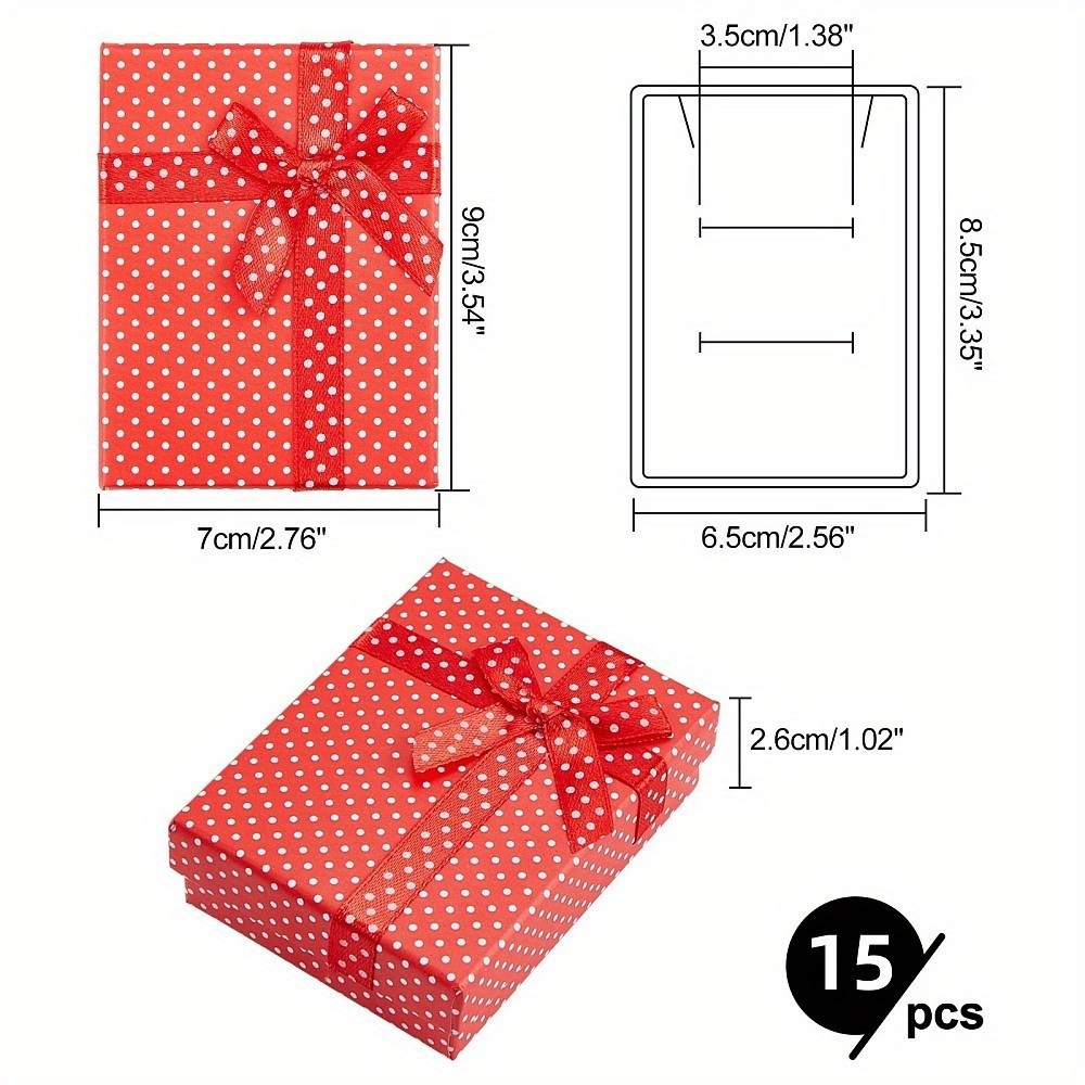 15pcs Cardboard Jewelry set boxes Rectangle with Spoonge Red 9x7x2.6cm