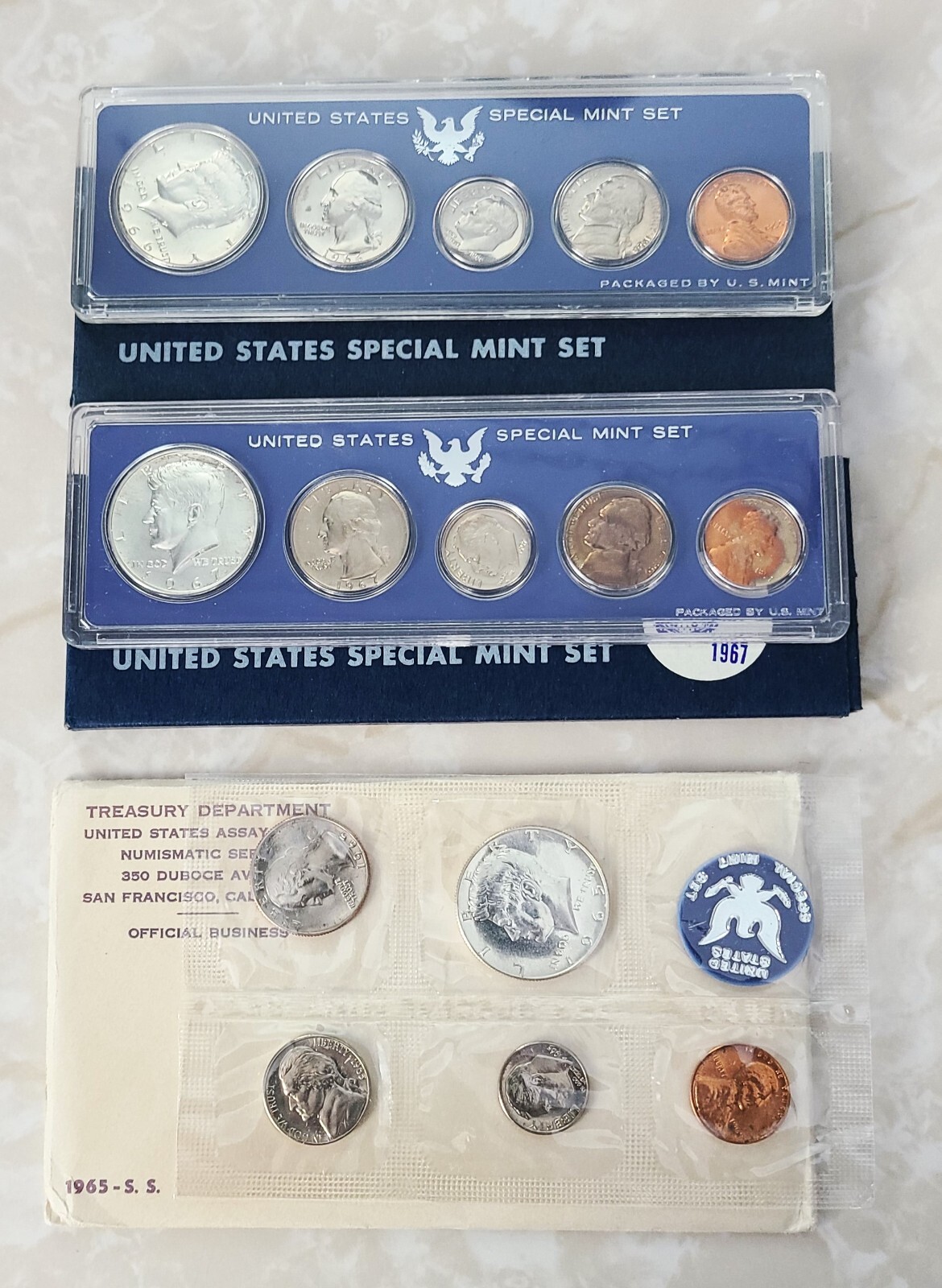 1965 1966 1967 SMS US Mint Sets Special Mint Sets 15 Coins OGP
