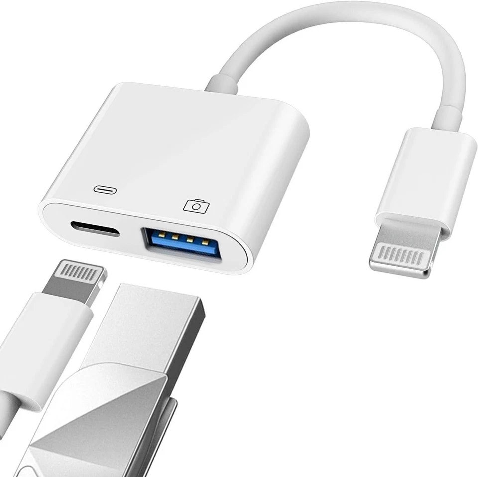 Apple Certified Lightning Male to USB Female Adapter OTG and Charger Cable for i