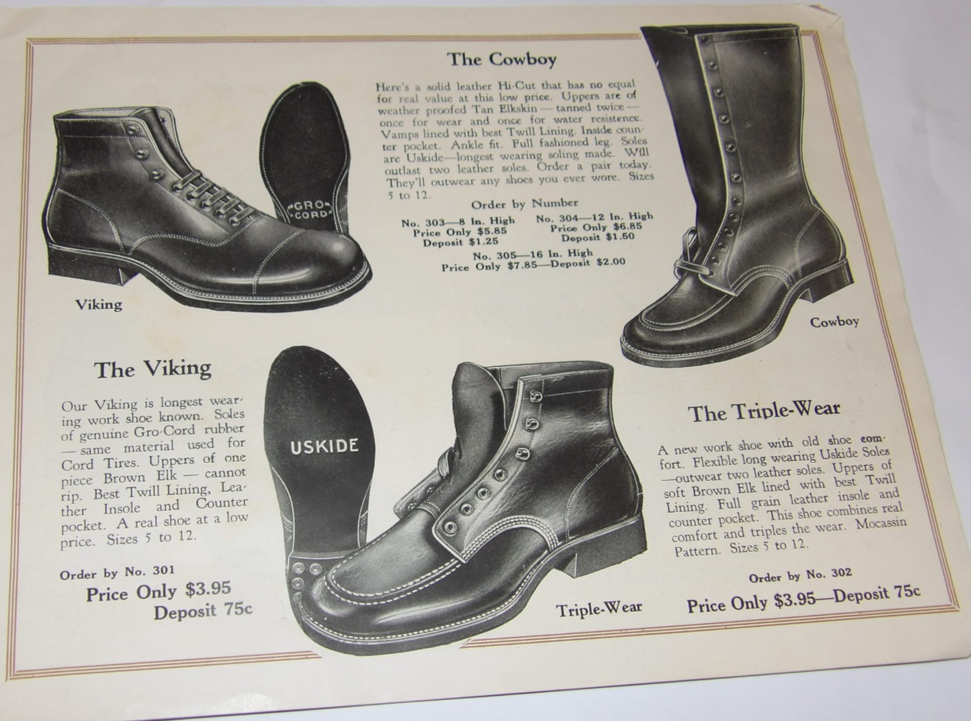 VINTAGE 1926 MEN'S & WOMEN'S SHOE CATALOG! BOOTS! PICTURES & PRICES! WORK/DRESS!