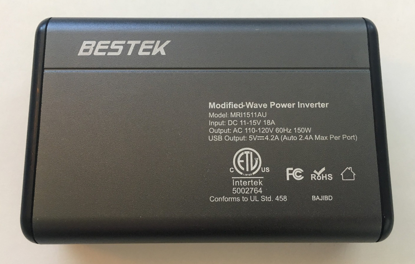 Bestek Modified-Wave Power Inverter Model MRI1511AU (Unit Only / No Cables)