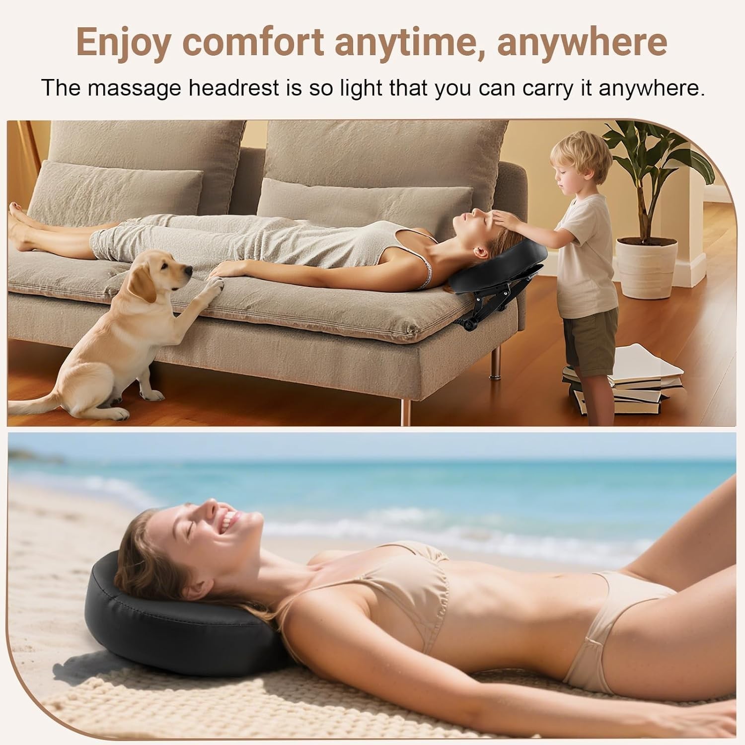 Face Down Tabletop Massage Kit Adjustable Face Cradle and Arm Rest Pad Black