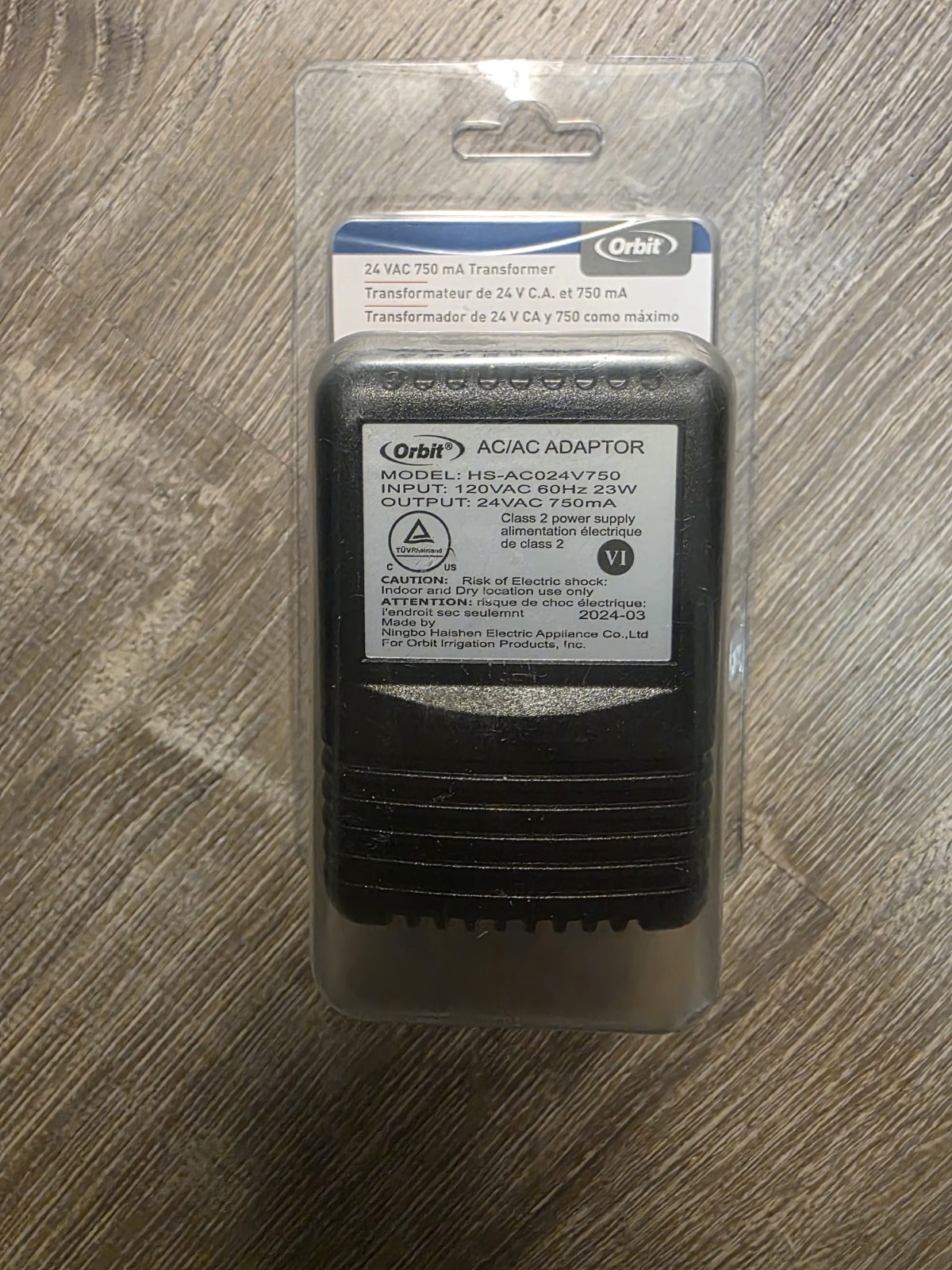 Orbit 24V 750mA Transformer for Indoor Sprinkler Controllers Part  57040 NEW