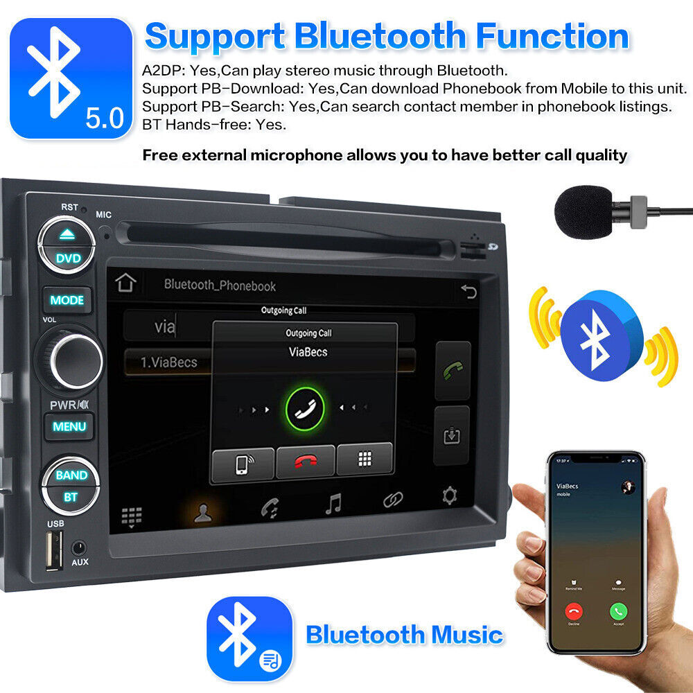 For 2004-2008 Ford F150/250 Car DVD CD Player Stereo Radio with Carplay Back Cam