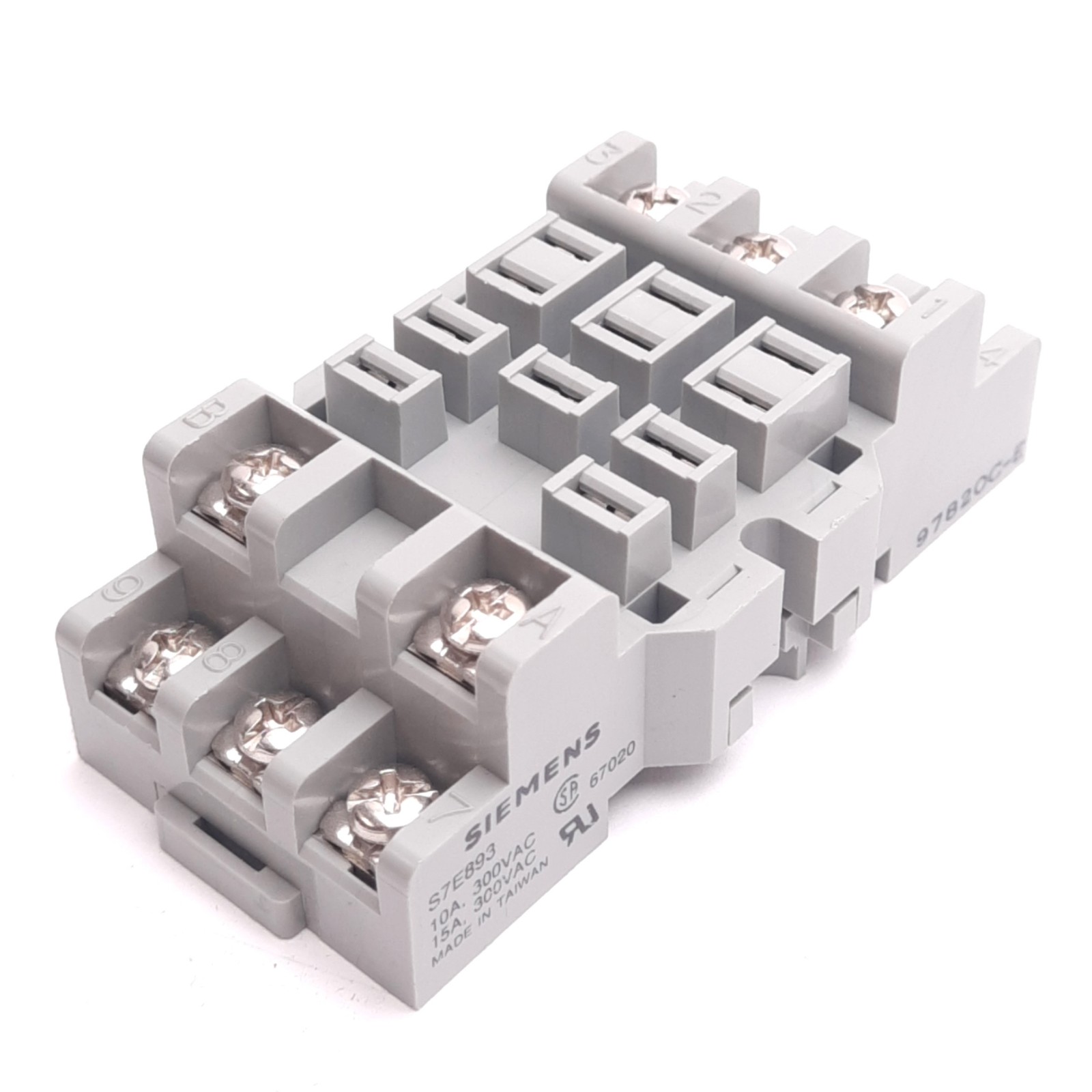 Siemens S7E893 Relay Socket, 11-Pin Blade, 300VAC 10A Max, DIN Rail