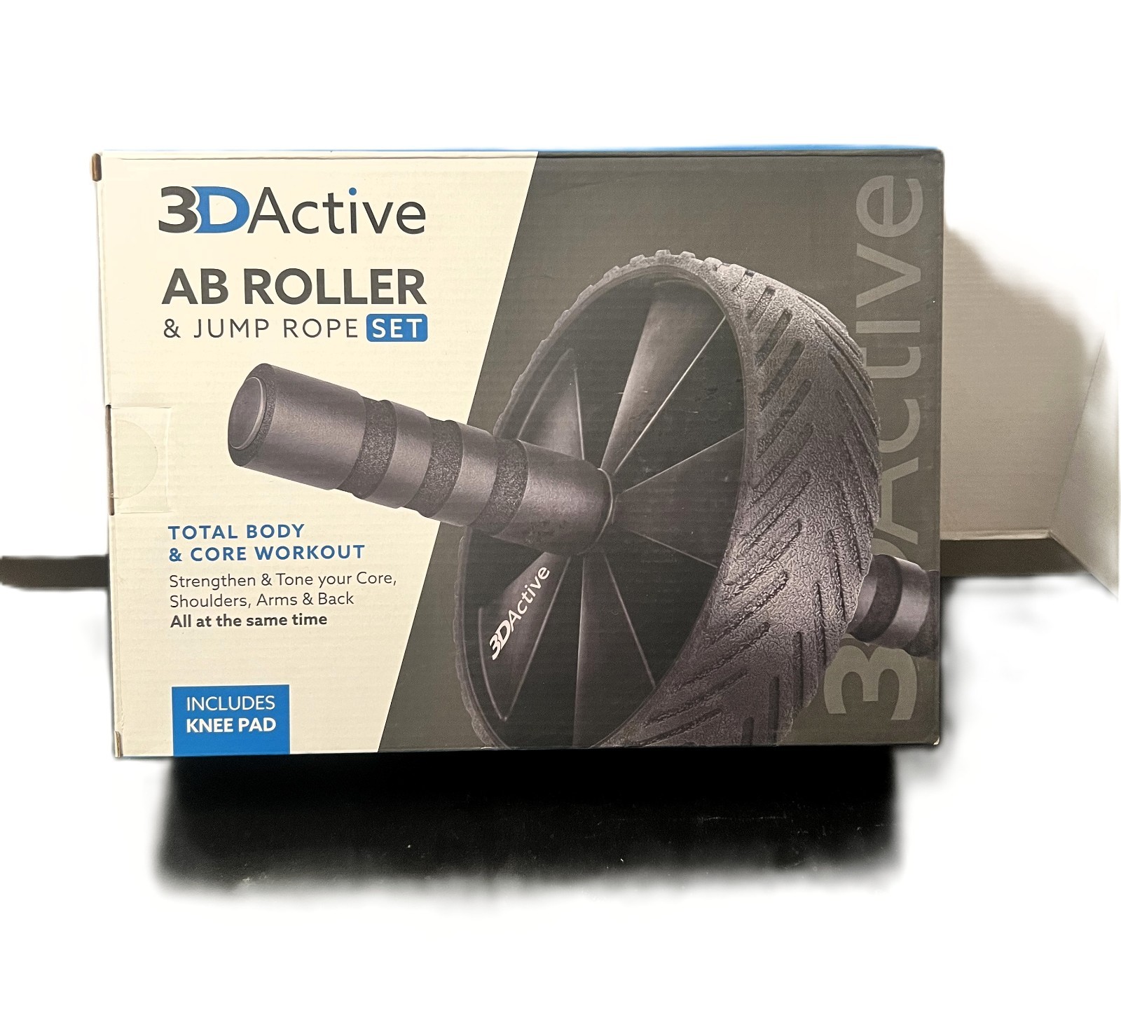 3DActive Ab Roller Wheel, Jump Rope, and Knee Pad Set