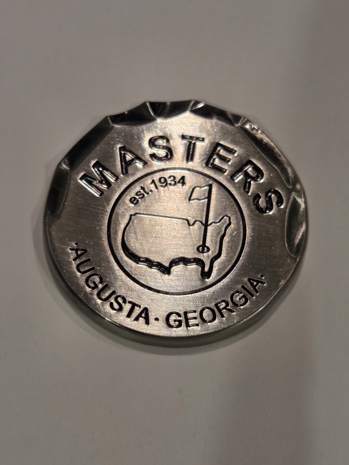 MASTERS ENGRAVED Bronze Golf Ball Marker -1 3/8 inch Jumbo Size ZINC/ALLOY Rare