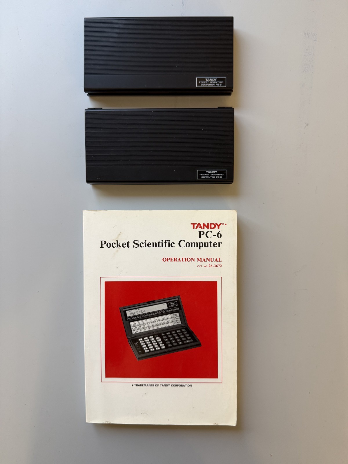 2 Tandy Pocket Scientific Computer PC-6 Vintage Pocket Computer 26-3672 & Manual