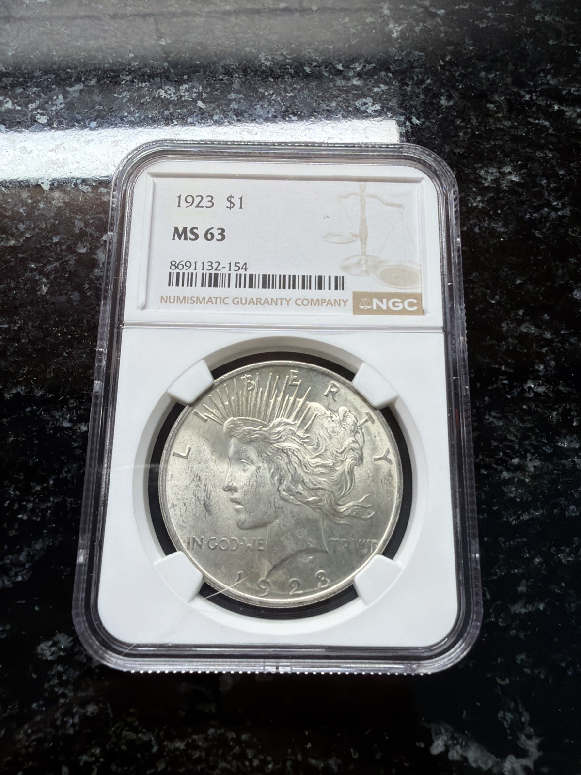1923 SILVER Peace Dollar NGC MS63- STUNNING!