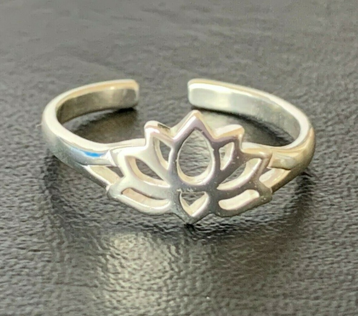 925 Sterling Silver Toe Ring Adjustable Lotus Flower Midi Ring Girl Women