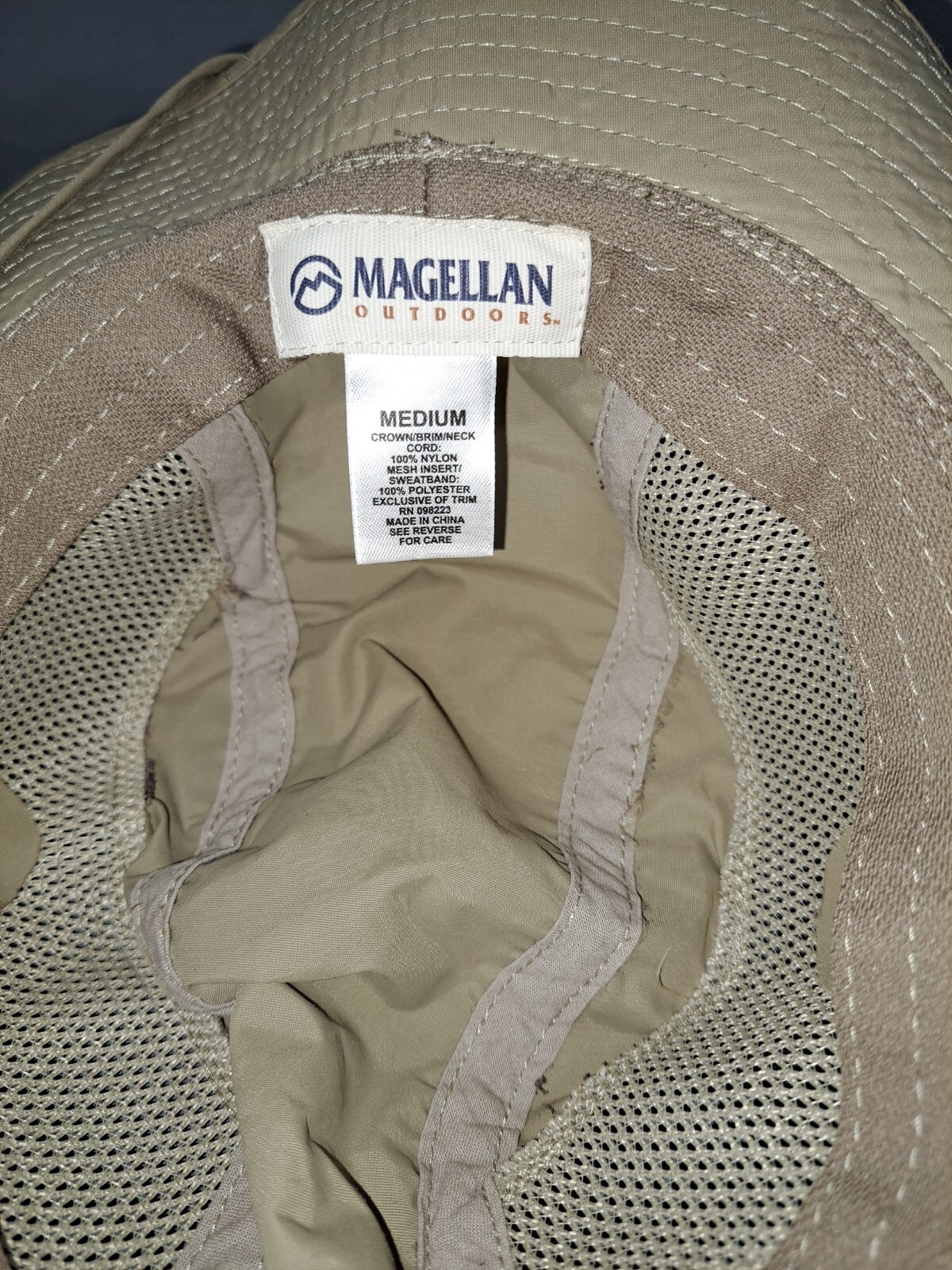 Magellan Bucket Hat Unisex Medium Tan Chin Strap Snap Side Breathable