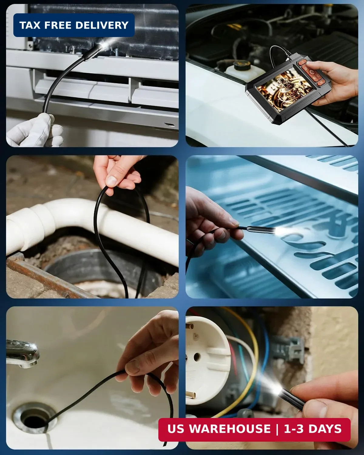 Endoscope Camera with Light,Borescope Cameras with 4.3" IPS 1920P HD Inspection