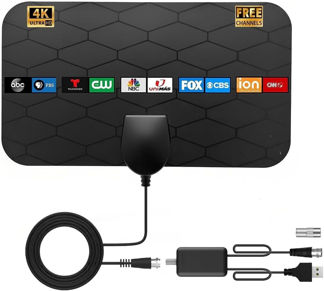ANTENA TV DIGITAL INTERIOR PORTATIL DE CANALES GRATIS 4K 1080P AMPLIFICADOR