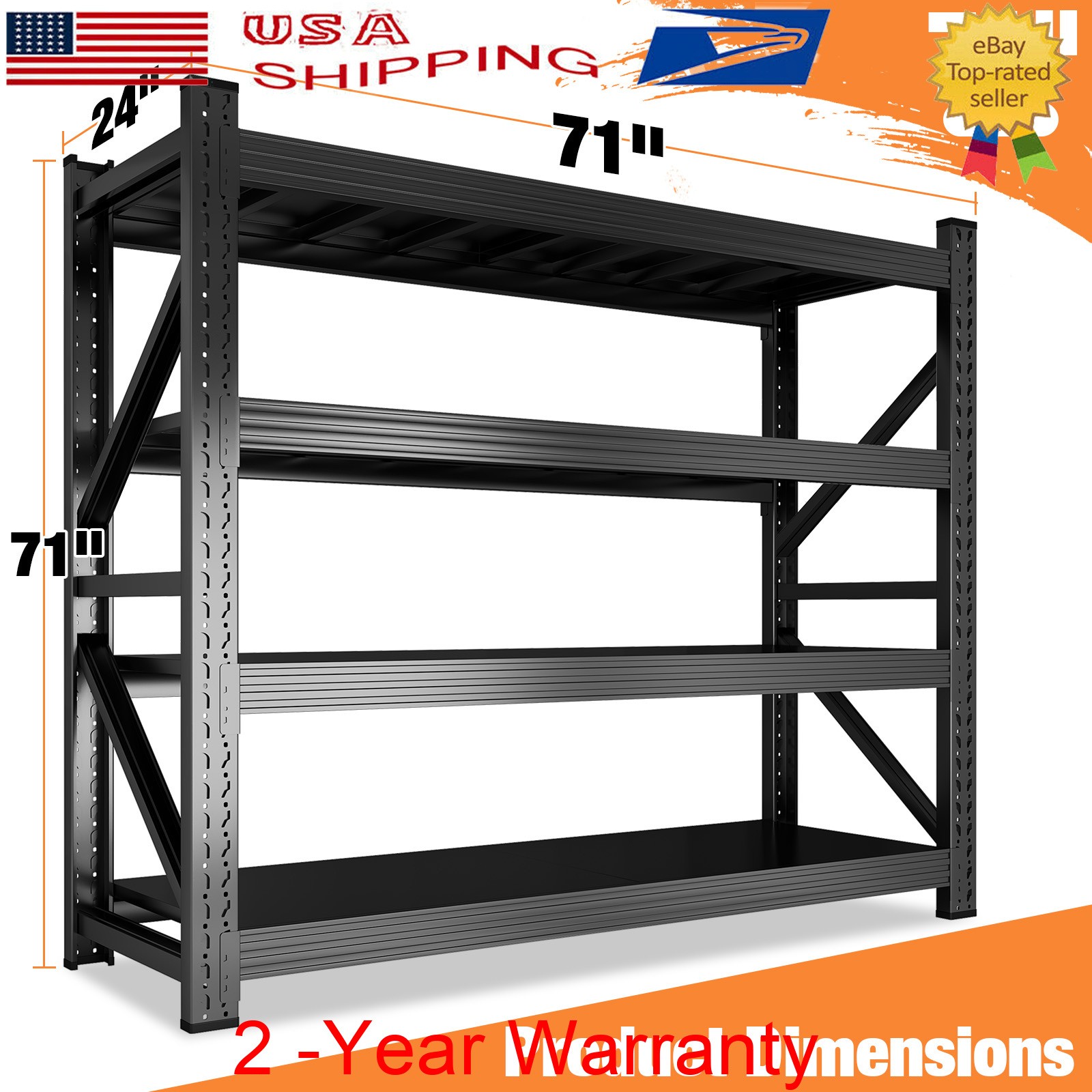 4 Tier Garage Shelving Heavy Duty Storage Shelves Large Metal Organizer Rack